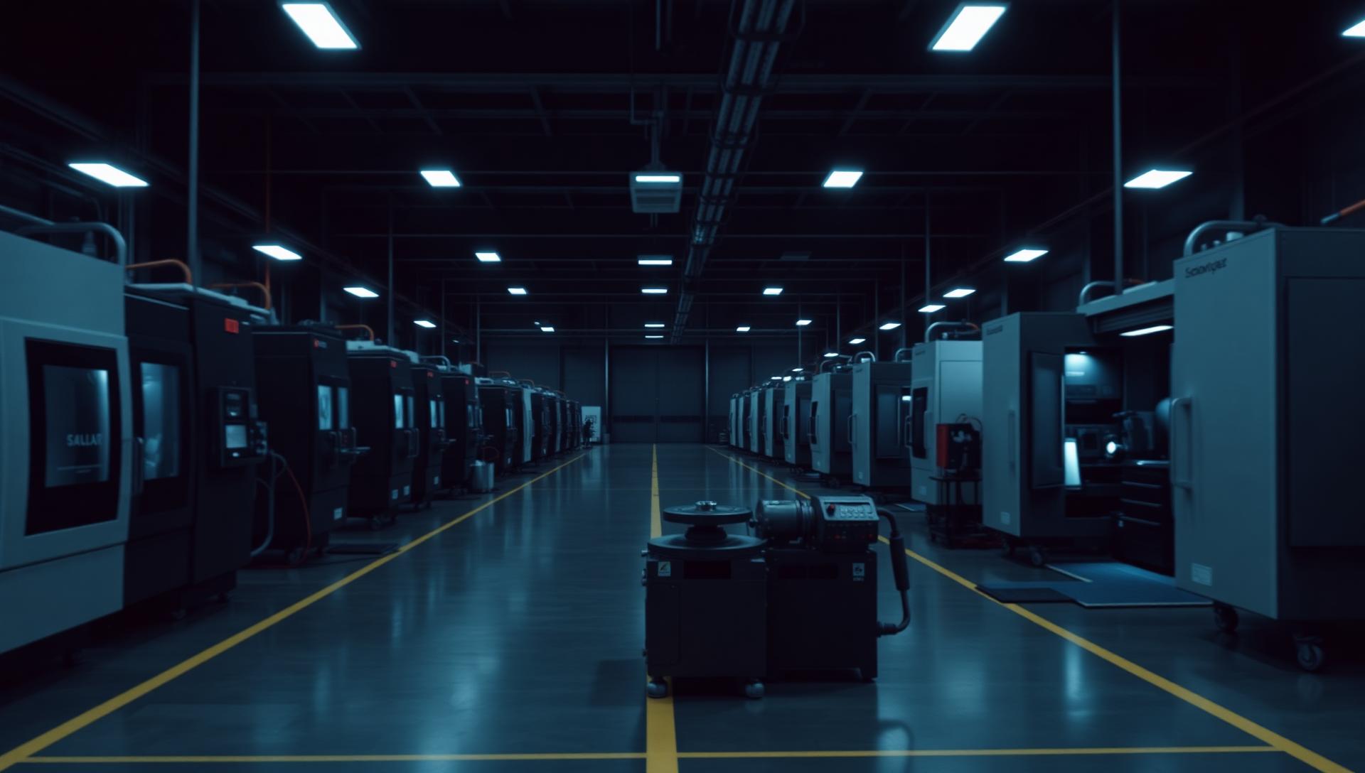 CNC-Fertigungshalle als Hintergrund